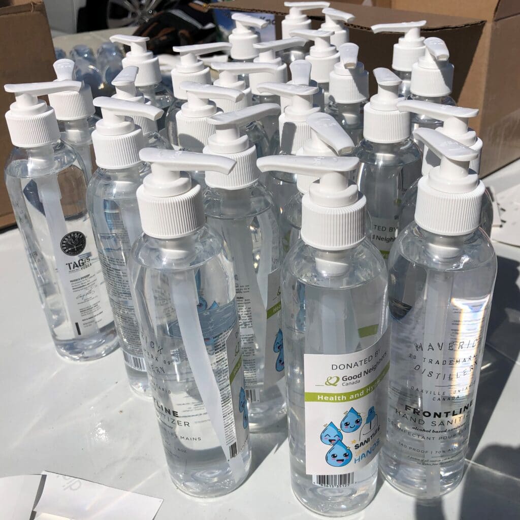 Truck with hand sanitizers